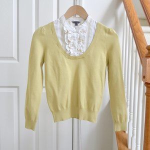 G2000 Women's Sweater Yellow/Lime Ruffle Collar HK Size 7 IT38 US approx XS